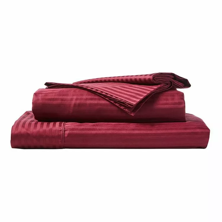 Ramesses 1000 Thread Count Stripe Pima Cotton Sheet Set Burgundy 4 Ramesses 1000 Thread Count Stripe Pima Cotton Sheet Set Burgundy - Image 2