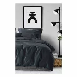 Gainsborough Capri 65x65cm Waffle European Pillowcase Charcoal -Bed Linen store 612205 C 0010 00