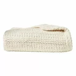 Shaynna Blaze Cottesloe 130x170cm Chenille Throw Cream -Bed Linen store 617627 C 0270 68