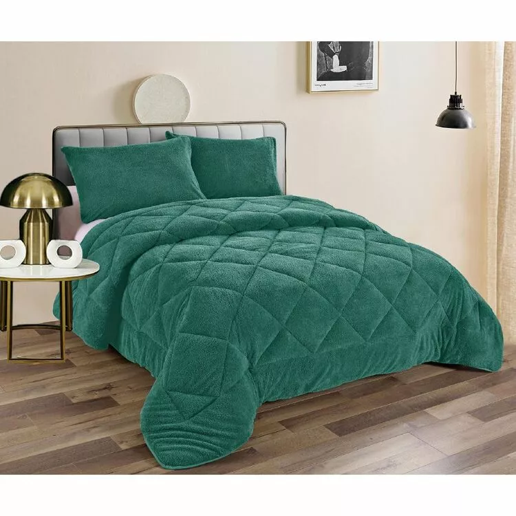 Ramesses Teddy Fleece Comforter Set King Bed Alpine Green King 3 Ramesses Teddy Fleece Comforter Set King Bed Alpine Green King