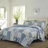 Laura Ashley Paisley Printed Cotton Coverlet Set 220x240cm Blue 220 X 240 Cm -Bed Linen store 639444 C 0400 00