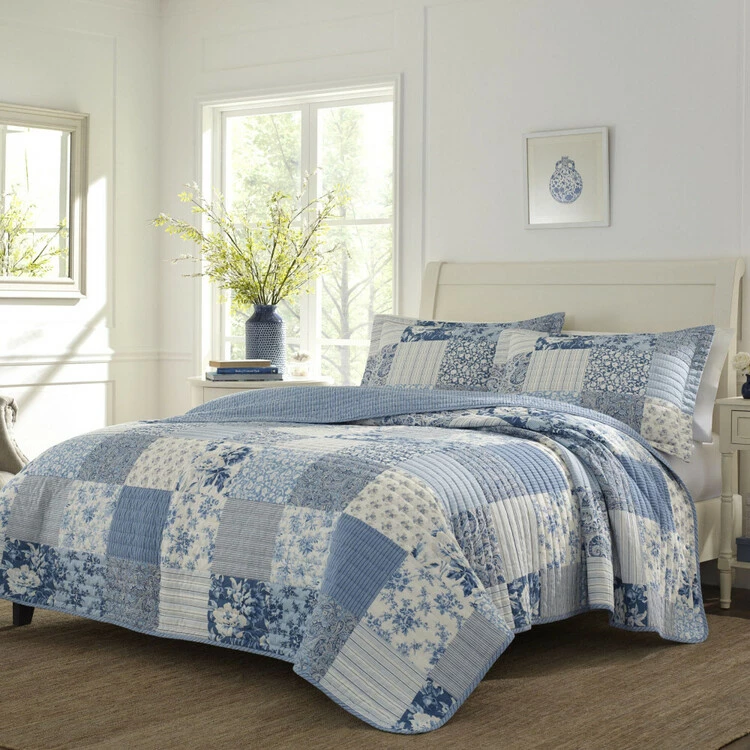 Laura Ashley Paisley Printed Cotton Coverlet Set 220x240cm Blue 220 X 240 Cm 3 Laura Ashley Paisley Printed Cotton Coverlet Set 220x240cm Blue 220 X 240 Cm