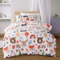 Happy Kids Rainbow Forest Glow In The Dark Quilt Cover Set Multicoloured