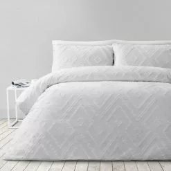 Soren Malika Jacquard Quilt Cover Set White
