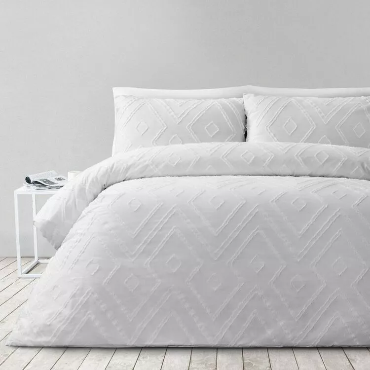Soren Malika Jacquard Quilt Cover Set White 3 Soren Malika Jacquard Quilt Cover Set White