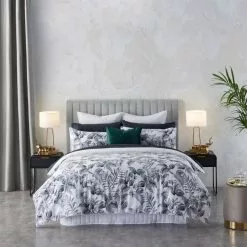 Jayson Brunsdon Homewares Tropic Cotton Sateen Quilt Cover Set Charcoal