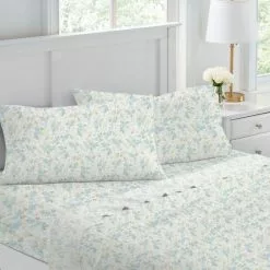 Laura Ashley Rena 375 Thread Count Cotton Sheet Set Teal