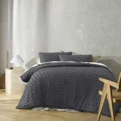 Big Sleep Soft Touch Circle Tufted Quilt Cover Set Charcoal -Bed Linen store BP642440001 charcoal