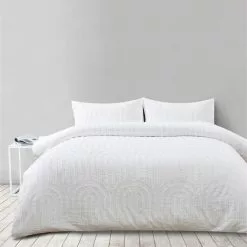 Soren Clipped Clarity Quilt Cover Set White -Bed Linen store BP643447001 white