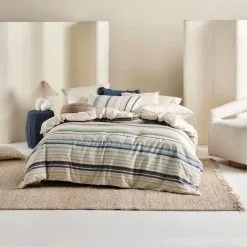 Linen House Withington Cotton Quilt Cover Set Blue