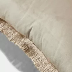 Elysian Velvet Fringe Cushion Linen 50 X 50 Cm