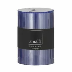 Amalfi Ribbed Unscented Pillar Candle Blue