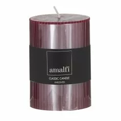 Amalfi Ribbed Unscented Pillar Candle Burgandy