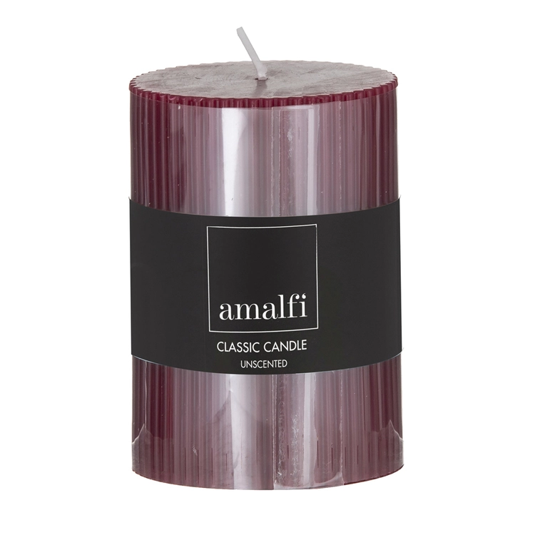 Amalfi Ribbed Unscented Pillar Candle Burgandy 3 Amalfi Ribbed Unscented Pillar Candle Burgandy