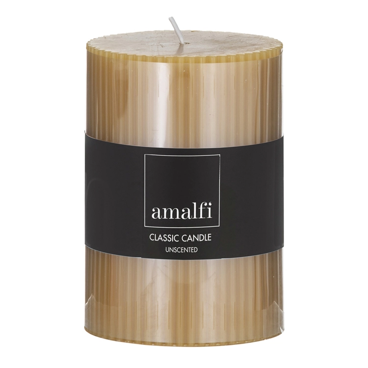 Amalfi Ribbed Unscented Pillar Candle Yellow 3 Amalfi Ribbed Unscented Pillar Candle Yellow