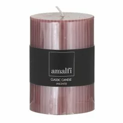 Amalfi Ribbed Unscented Pillar Candle Pink