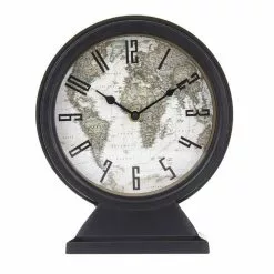 Amalfi World Map Mantel Clock Black/Multi 21.5x7.5x25.5cm
