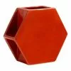 Kas Hex Small Vase Rust 15 X 6 X 13 Cm -Bed Linen store SP 638696